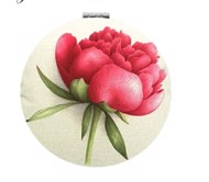 Taskespejl; pink flora - sødt lille makeup spejl til tasken 